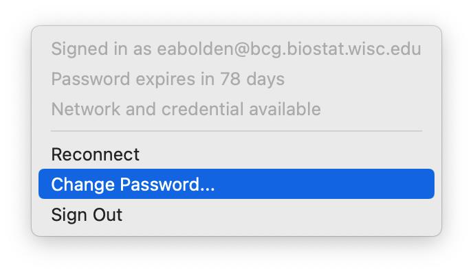 macOS Change Password Menu